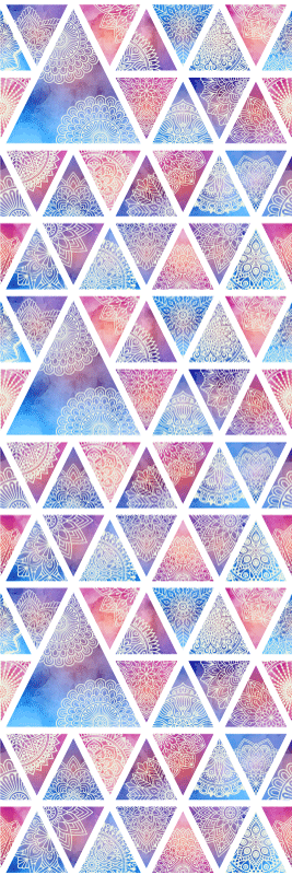 Vinyl teppich geometrisch mit ethnischen blumen-dreiecken - TenStickers