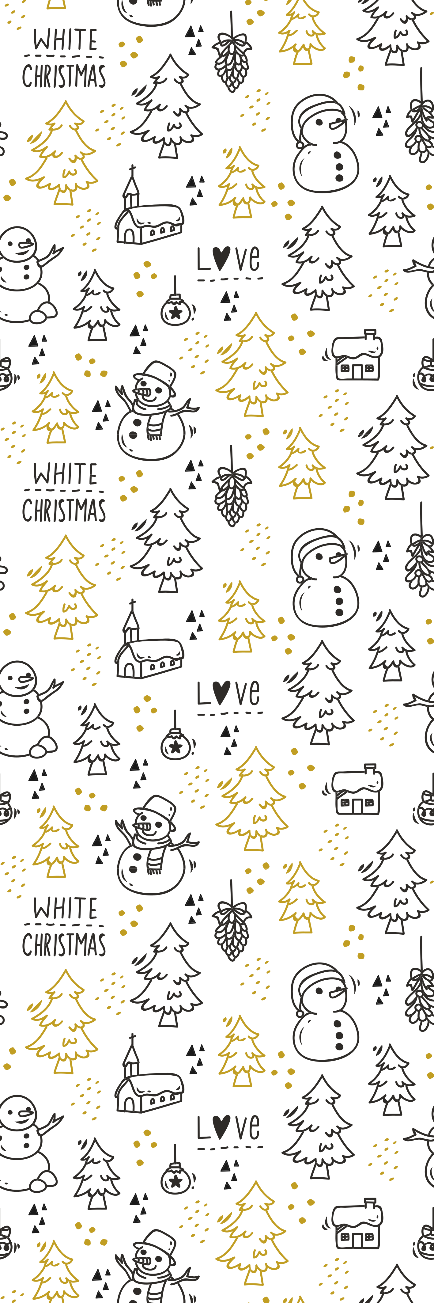 Vinyl teppich weihnachten mit schwarz-goldenem doodle-muster - TenStickers