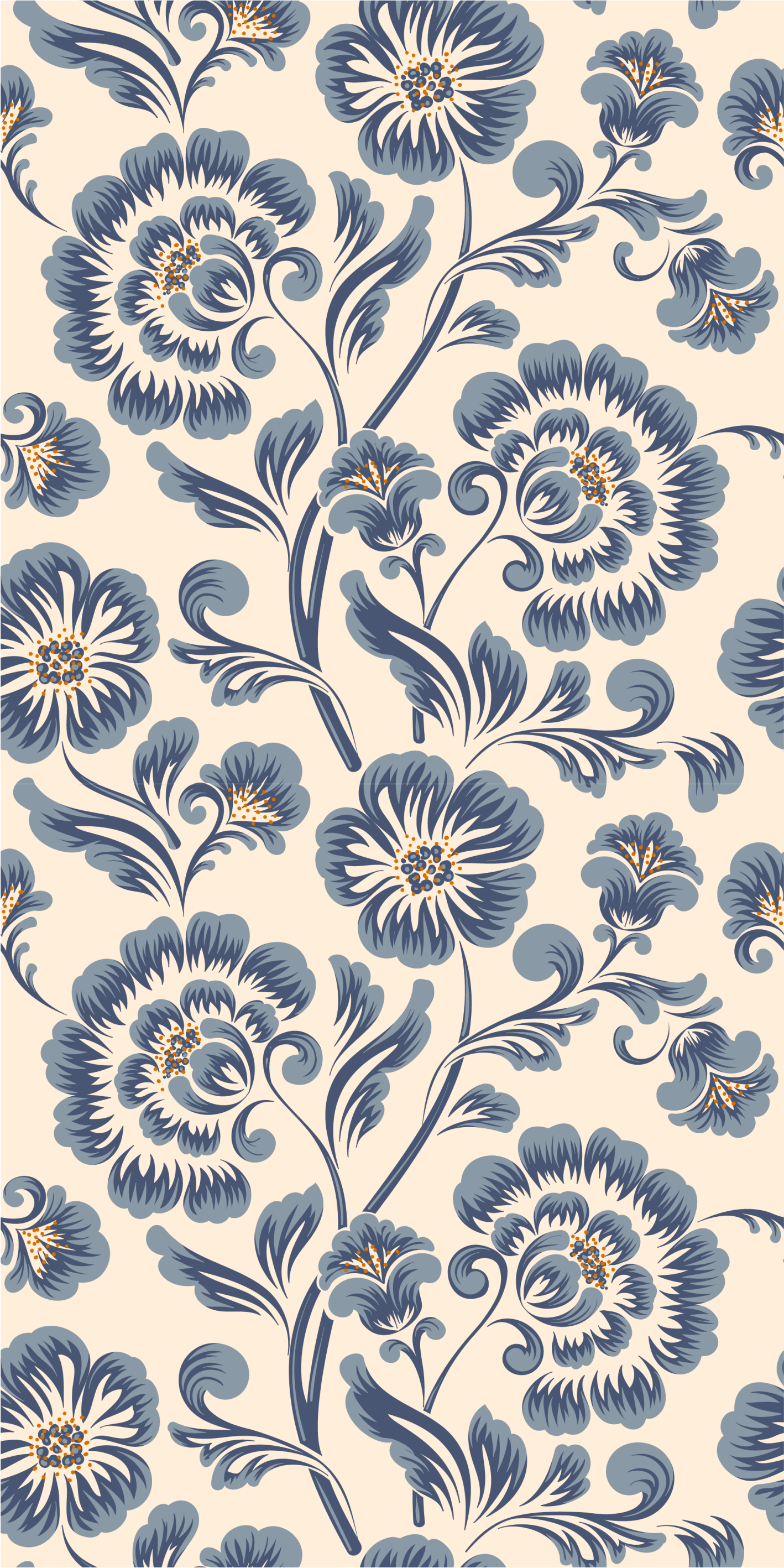 Vinyl teppich schlafzimmer florales blau im vintage stil - TenStickers