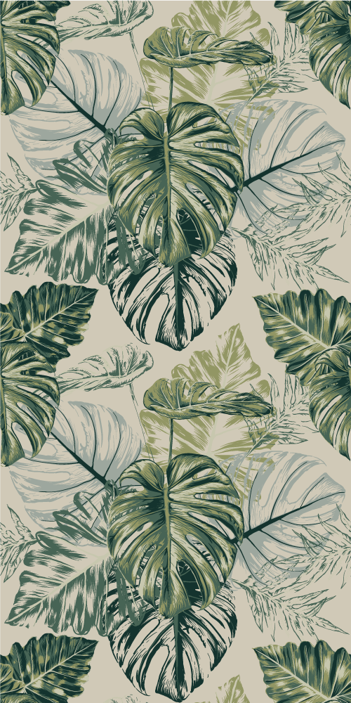 Vinyl teppich schlafzimmer in beigen monstera-design - TenStickers