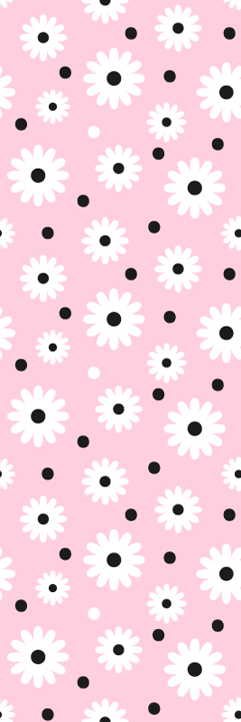 Vinyl teppich schlafzimmer mit pinken punkten und blumen - TenStickers