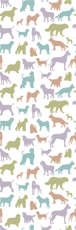 Vinyl teppich schlafzimmer in pastellfarben hundesilhouetten - TenStickers