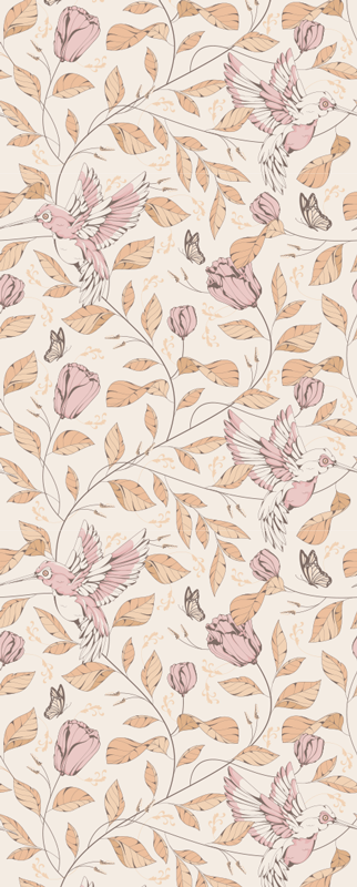 Vinyl teppich schlafzimmer mit tulpenmuster in beige - TenStickers