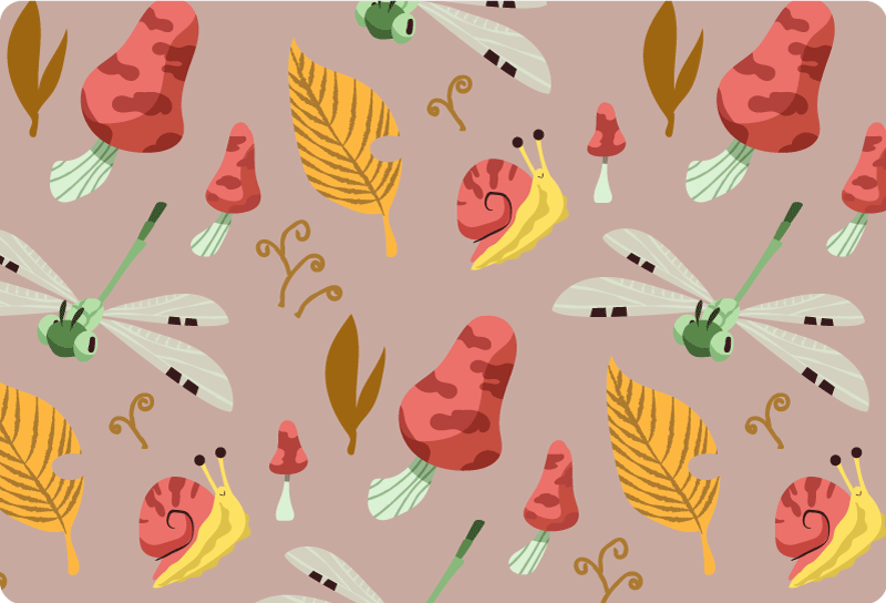 Vinyl teppich natur mit herbstflora und fauna muster - TenStickers