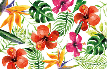 Vinyl teppich blumen mit tragbaren monstera aufklebern - TenStickers