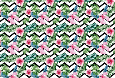 Vinyl teppich blumen mit zickzack tropischen linien - TenStickers