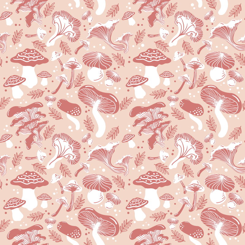 Vinyl teppich blumen mit waldpilzen auf beige - TenStickers