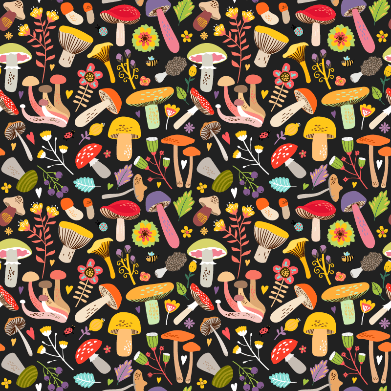 Vinyl teppich blumen mit herbstpilz-muster - TenStickers