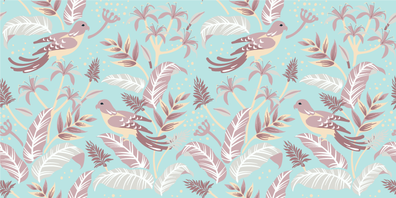 Vinyl teppich blumen in blau und rosa muster - TenStickers