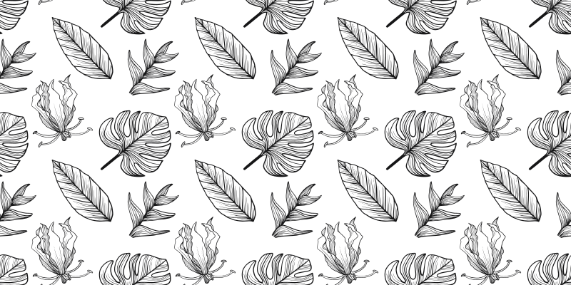 Vinyl teppich blumen mit blattmustern - TenStickers