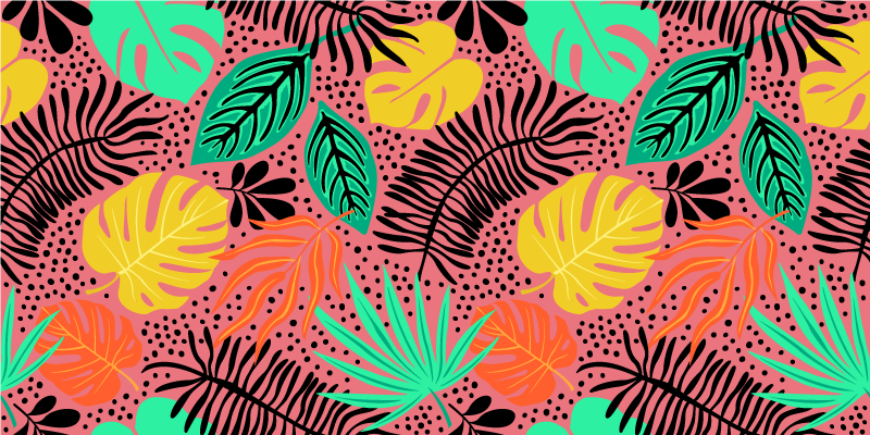 Vinyl teppich blumen mit lebhaften blattmotiven - TenStickers