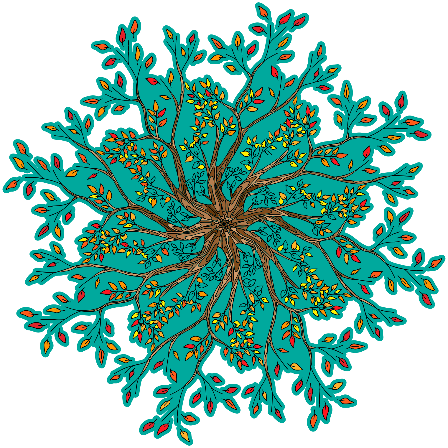 Vinyl teppich blumen lebendiges baumkonzept - TenStickers