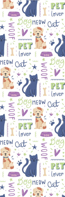 Vinyl teppich schlafzimmer mit buntem hundemuster - TenStickers