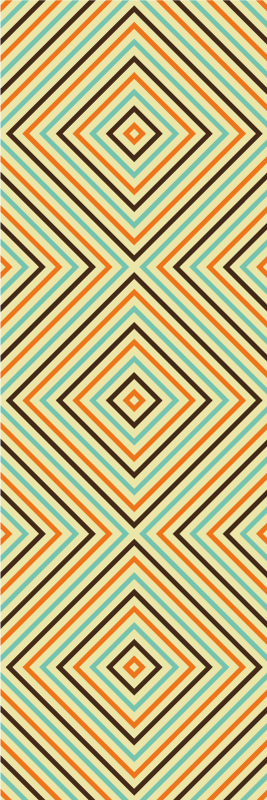 Vinyl teppich schlafzimmer mit vintage orange-blauem muster - TenStickers