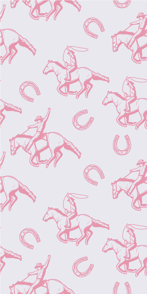 Vinyl teppich schlafzimmer mit pinkem cowboy-pferdemuster - TenStickers
