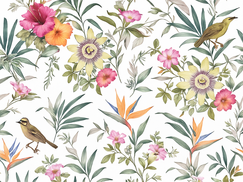 Vinyl teppich schlafzimmer mit blauem blumenmuster - TenStickers