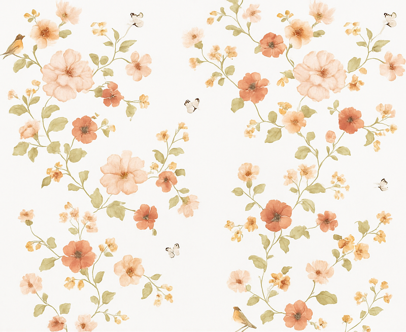 Vinyl teppich schlafzimmer mit einfachen weißen blumen - TenStickers