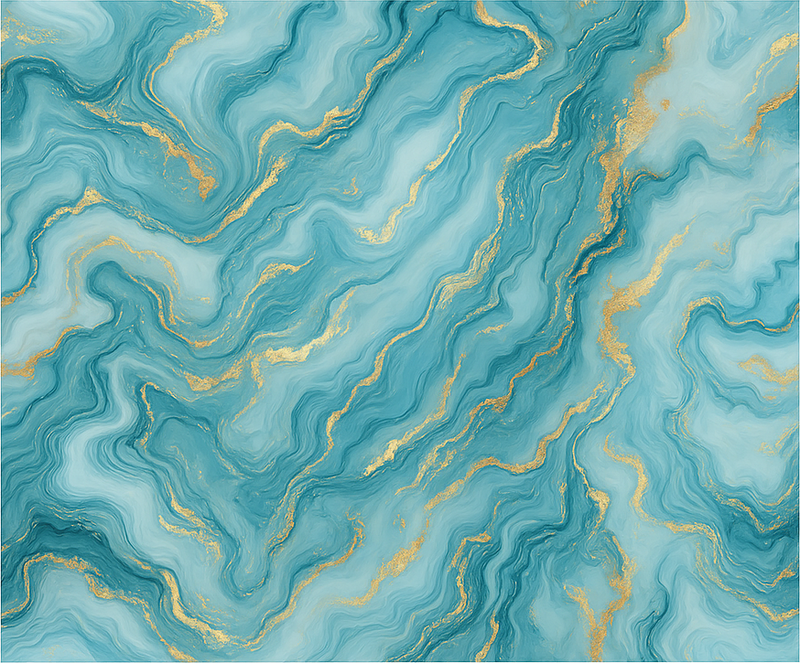 Vinyl teppich schlafzimmer in hellblau und gold marmor - TenStickers