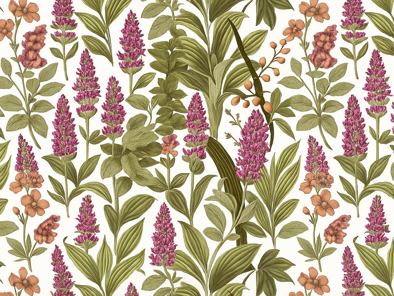 Vinyl teppich schlafzimmer mit buntem pflanzenmuster - TenStickers