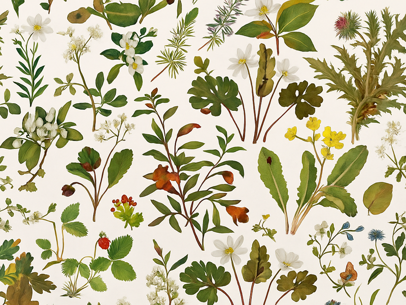 Vinyl teppich schlafzimmer botanisches design weiß - TenStickers