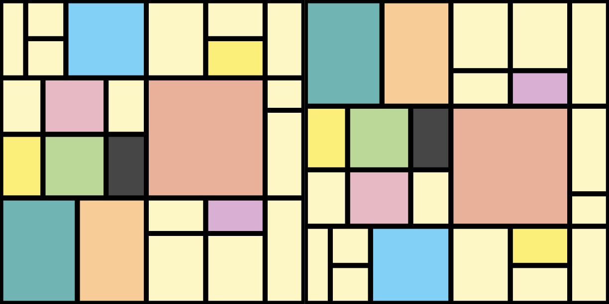 Vinyl teppich geometrisch in patchwork farbblöcken - TenStickers