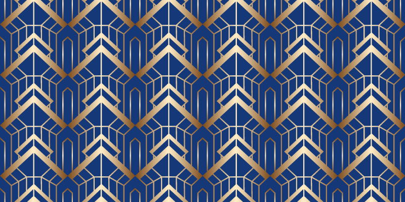 Vinyl teppich geometrisch modernes kunstmuster blau gold - TenStickers