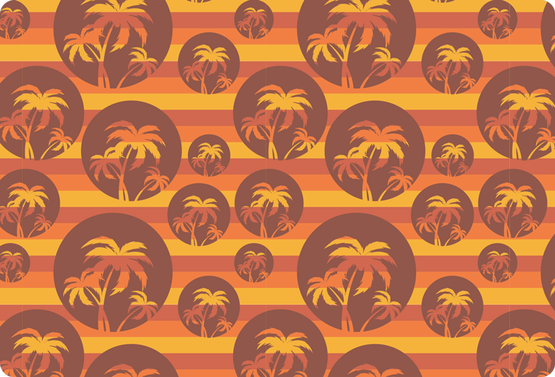 Vinyl teppich geometrisch retro sonnenuntergang palmen - TenStickers