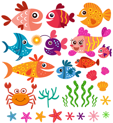 Vinyl teppich kinderzimmer mit bunten babyfischen - TenStickers