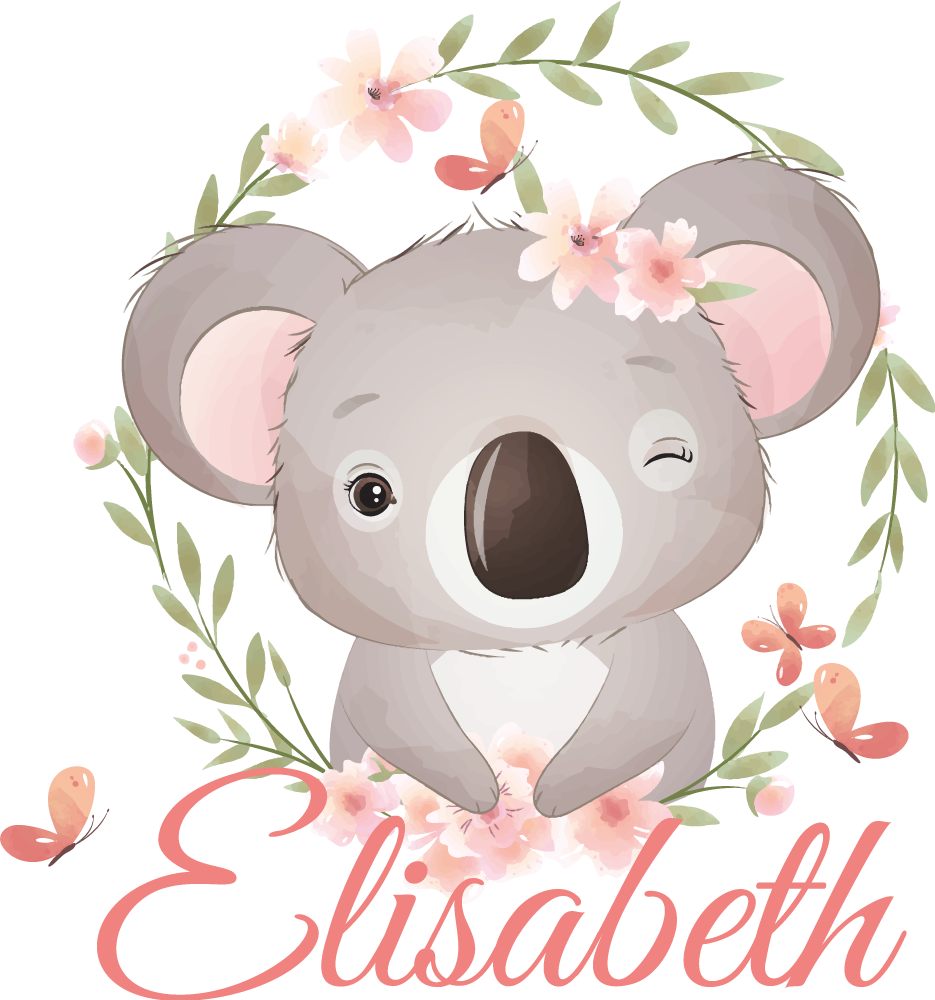 Vinyl teppich kinderzimmer süße tiere koala mit namen - TenStickers