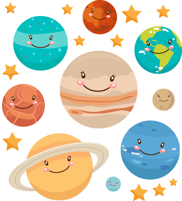 Vinyl teppich kinderzimmer mit planeten aufklebern - TenStickers