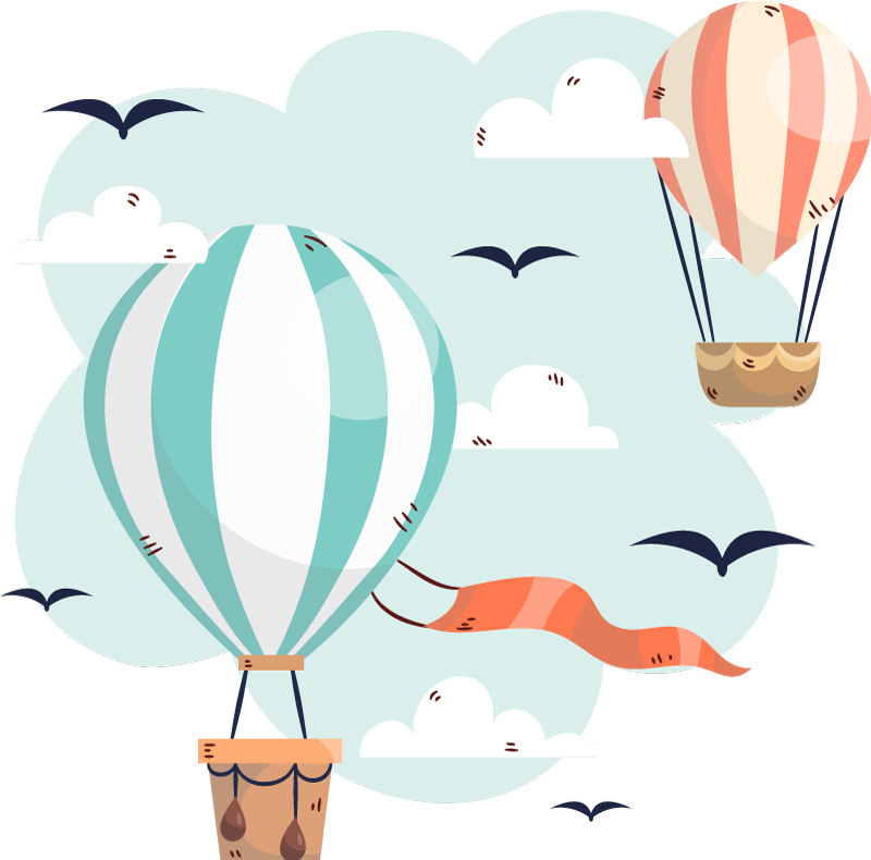 Vinyl teppich kinderzimmer mit luftballons und wolken - TenStickers