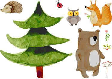Vinyl teppich kinderzimmer mit wilden waldtieren - TenStickers