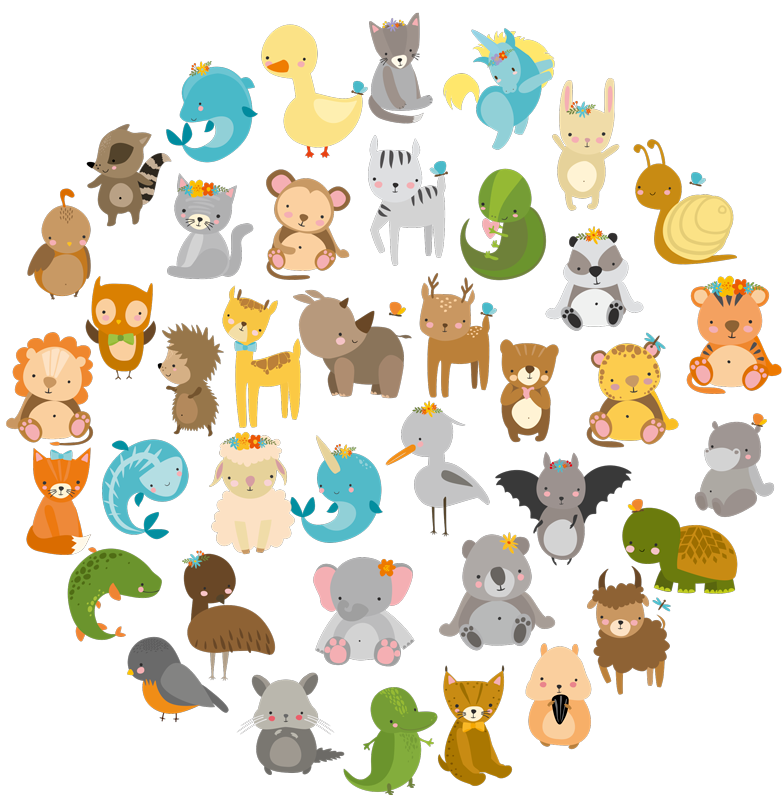 Vinyl teppich kinderzimmer mit zoo tieren - TenStickers
