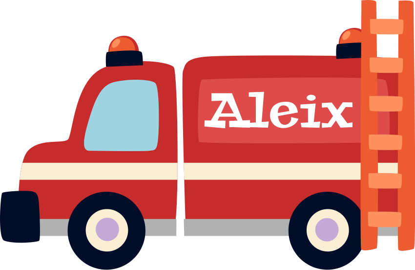 Vinyl teppich kinderzimmer feuerwehrwagen personalisiert - TenStickers
