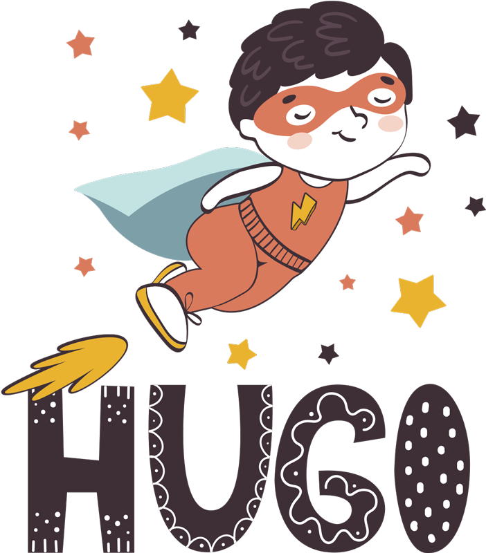 Vinyl teppich kinderzimmer personalisierbarer heldennamen - TenStickers