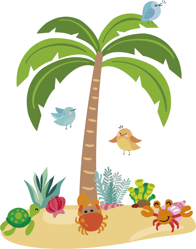 Vinyl teppich kinderzimmer palmen und meeres tiere - TenStickers