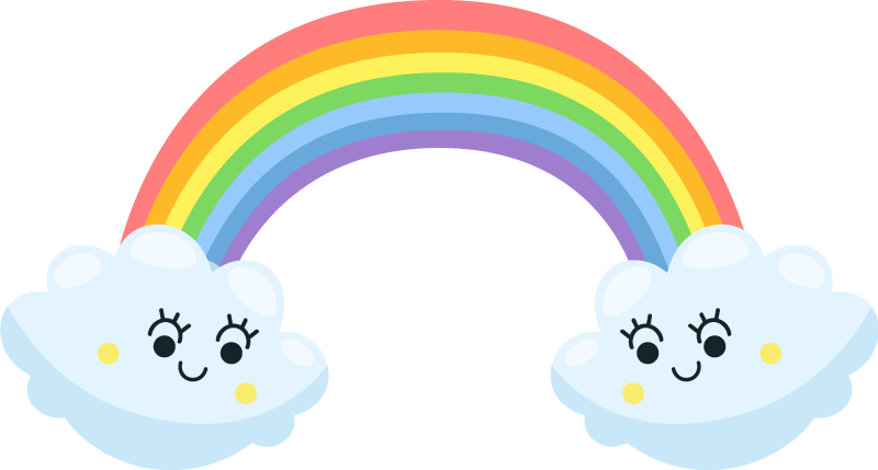 Vinyl teppich kinderzimmer mit süßen wolken und regenbogen - TenStickers