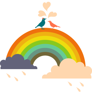 Vinyl teppich kinderzimmer vögel auf dem regenbogen - TenStickers