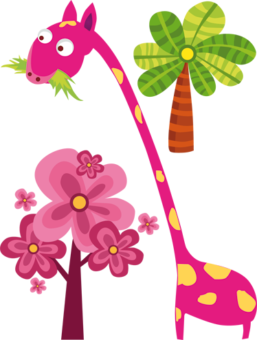Vinyl teppich kinderzimmer mit pinker giraffe essen - TenStickers