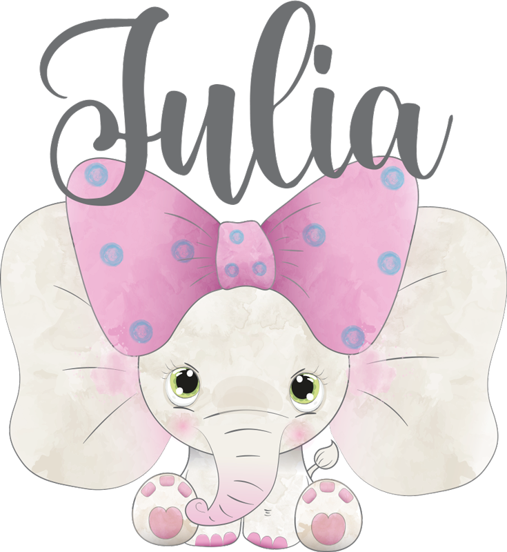 Vinyl teppich kinderzimmer elefant mit baby und name - TenStickers