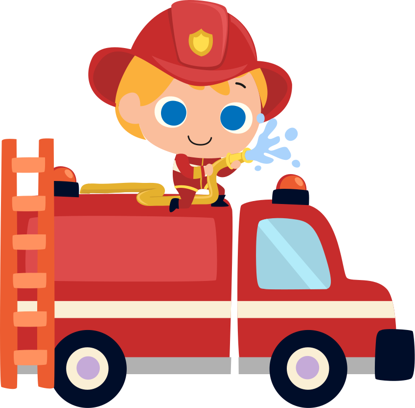 Vinyl teppich kinderzimmer feuerwehrmann rotes auto - TenStickers