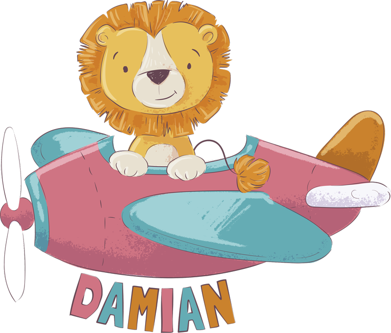 Vinyl teppich kinderzimmer mit namen löwe - TenStickers