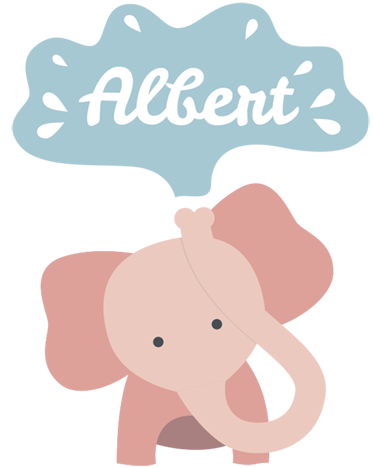 Vinyl teppich kinderzimmer mit namen baby-elefant - TenStickers