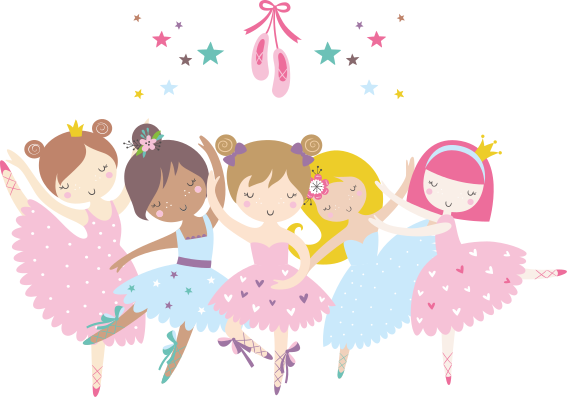 Vinyl teppich kinderzimmer bunte ballettsterne illustrierung - TenStickers