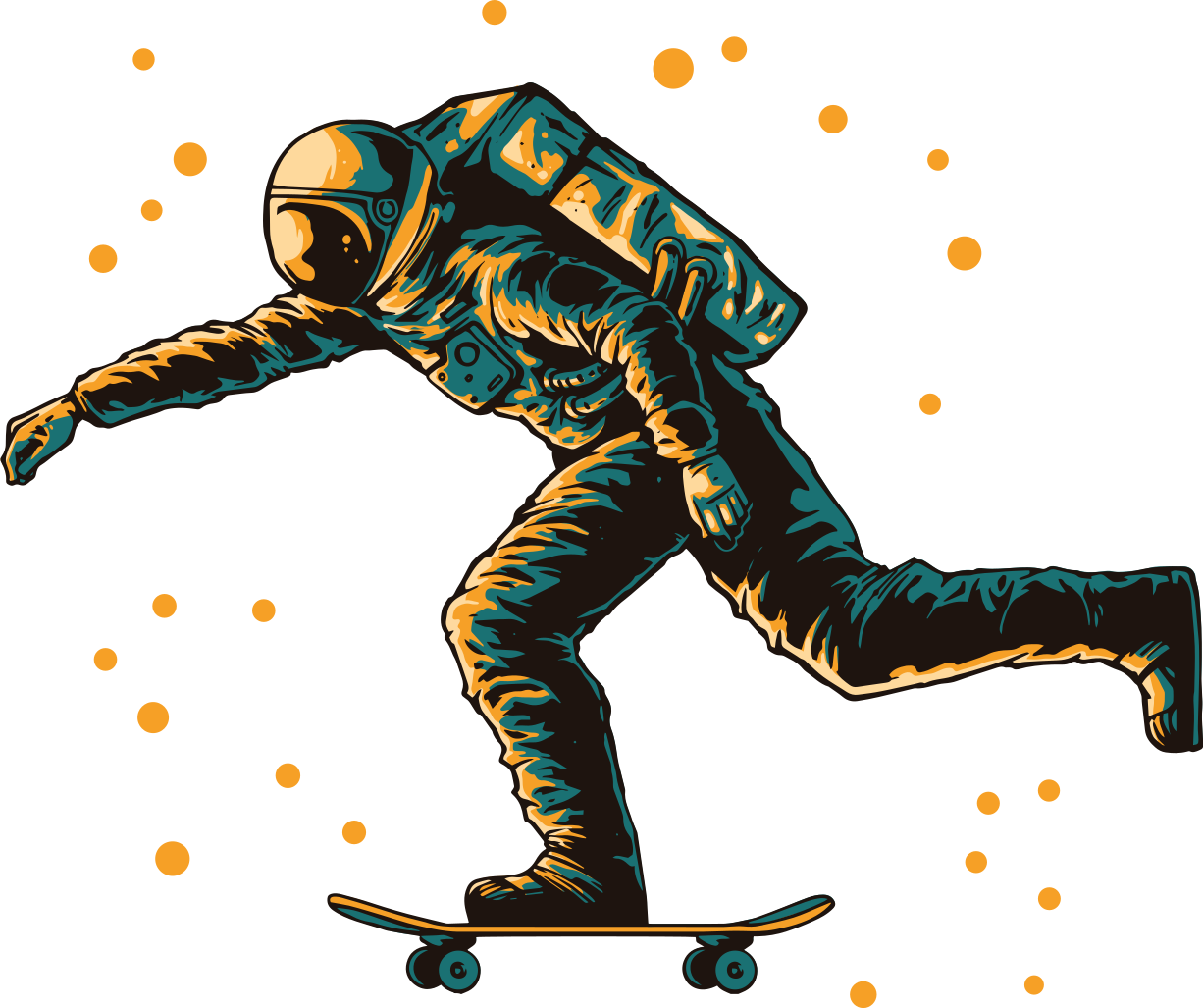 Vinyl teppich kinderzimmer astronaut auf skateboard - TenStickers