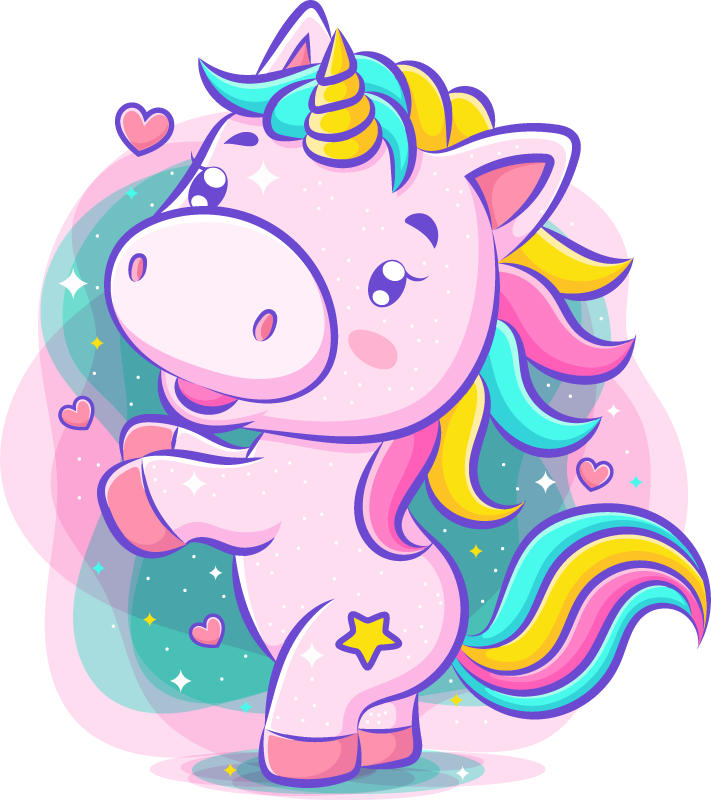 Vinyl teppich kinderzimmer mit buntem einhorn lächeln - TenStickers