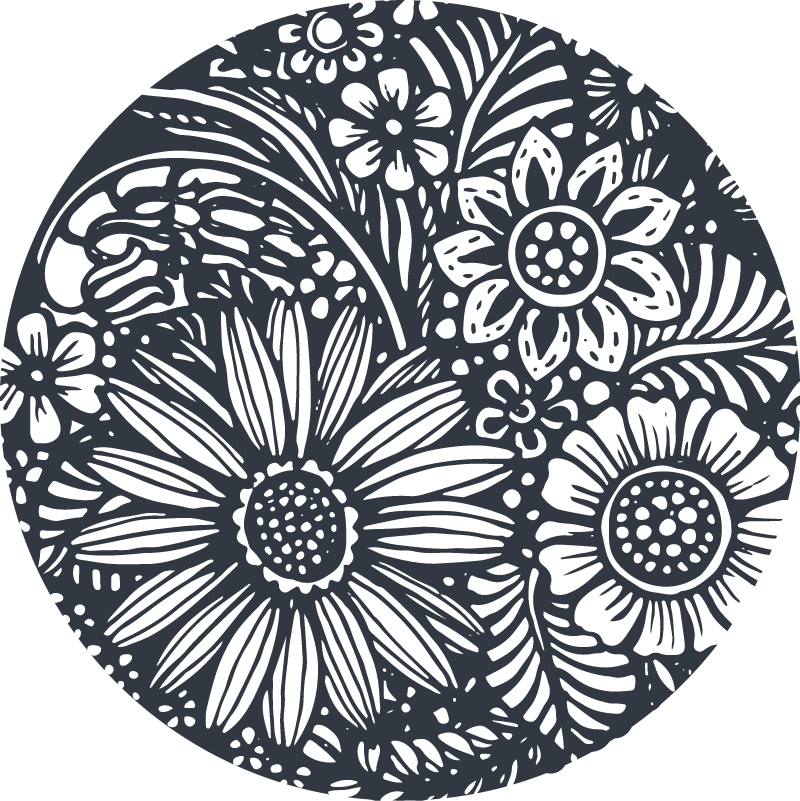 Vinyl teppich schlafzimmer rundes blumendesign - TenStickers