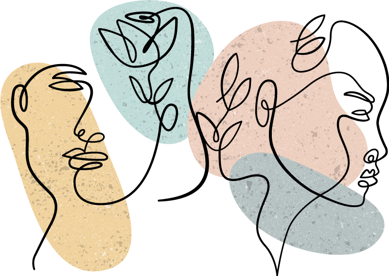 Vinyl teppich schlafzimmer mit frauenporträts in linienkunst - TenStickers