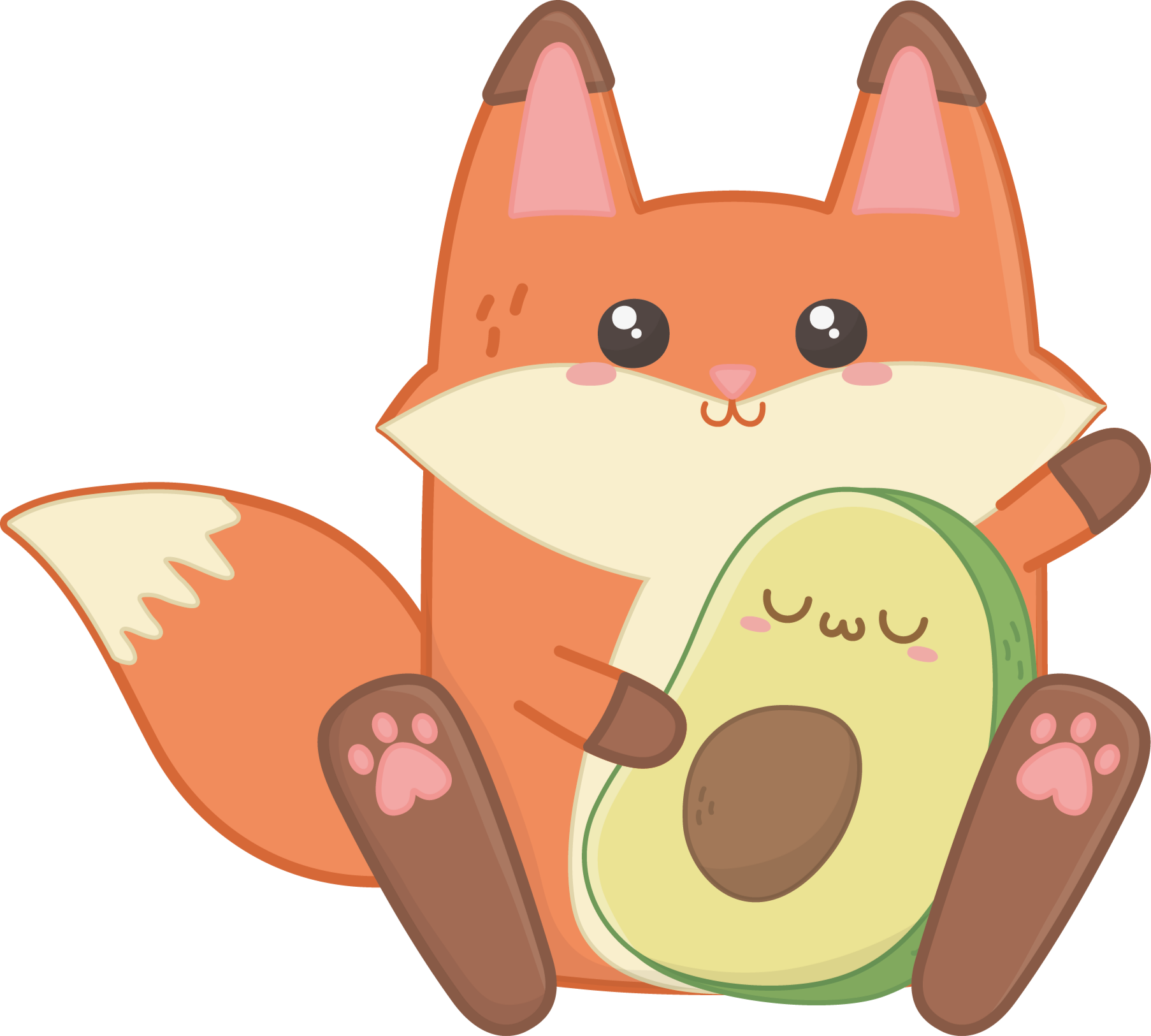 Vinyl teppich kinderzimmer kawaii fuchs mit avocado - TenStickers