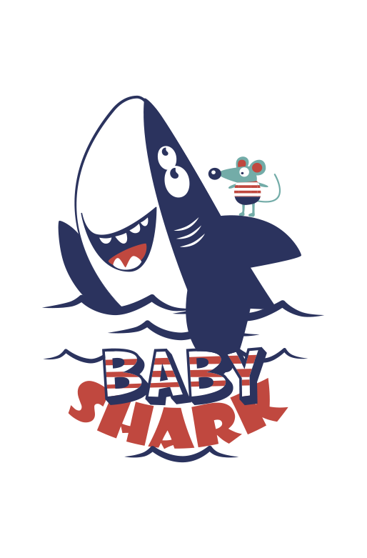 Vinyl teppich kinderzimmer mit baby hai - TenStickers